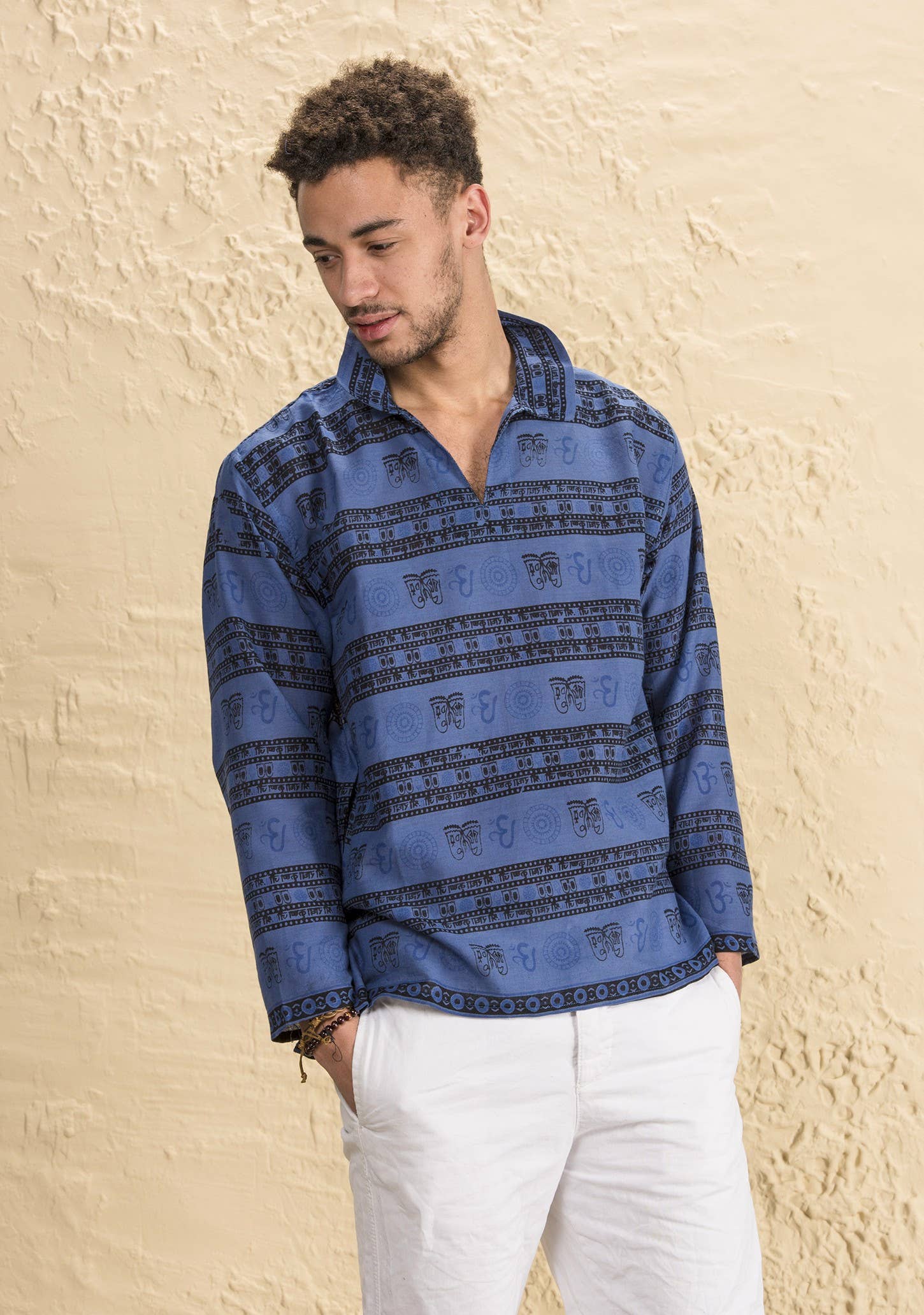 Namaste – wholesale Tops set – Women's – Om Print Cotton Half Neck Kurta0