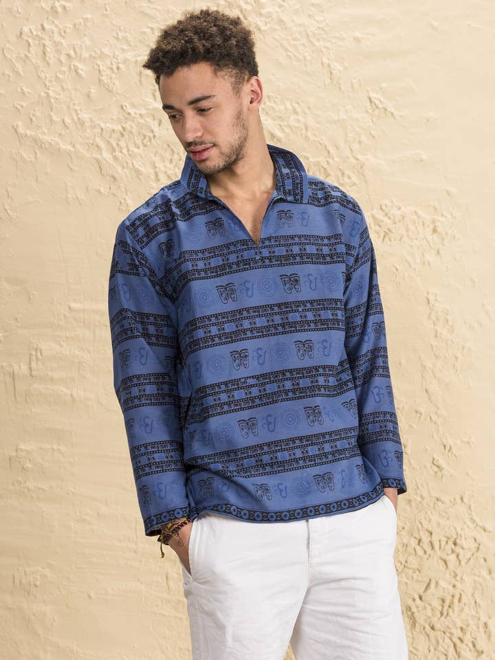 Namaste – wholesale Tops set – Women's – Om Print Cotton Half Neck Kurta