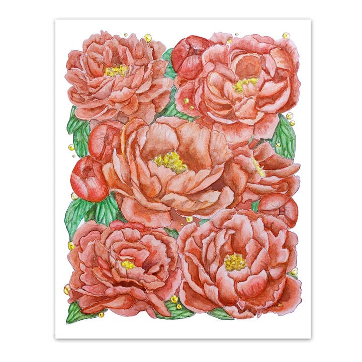 Ruby Peonies Art Print for wholesale by Motif's Art Studio