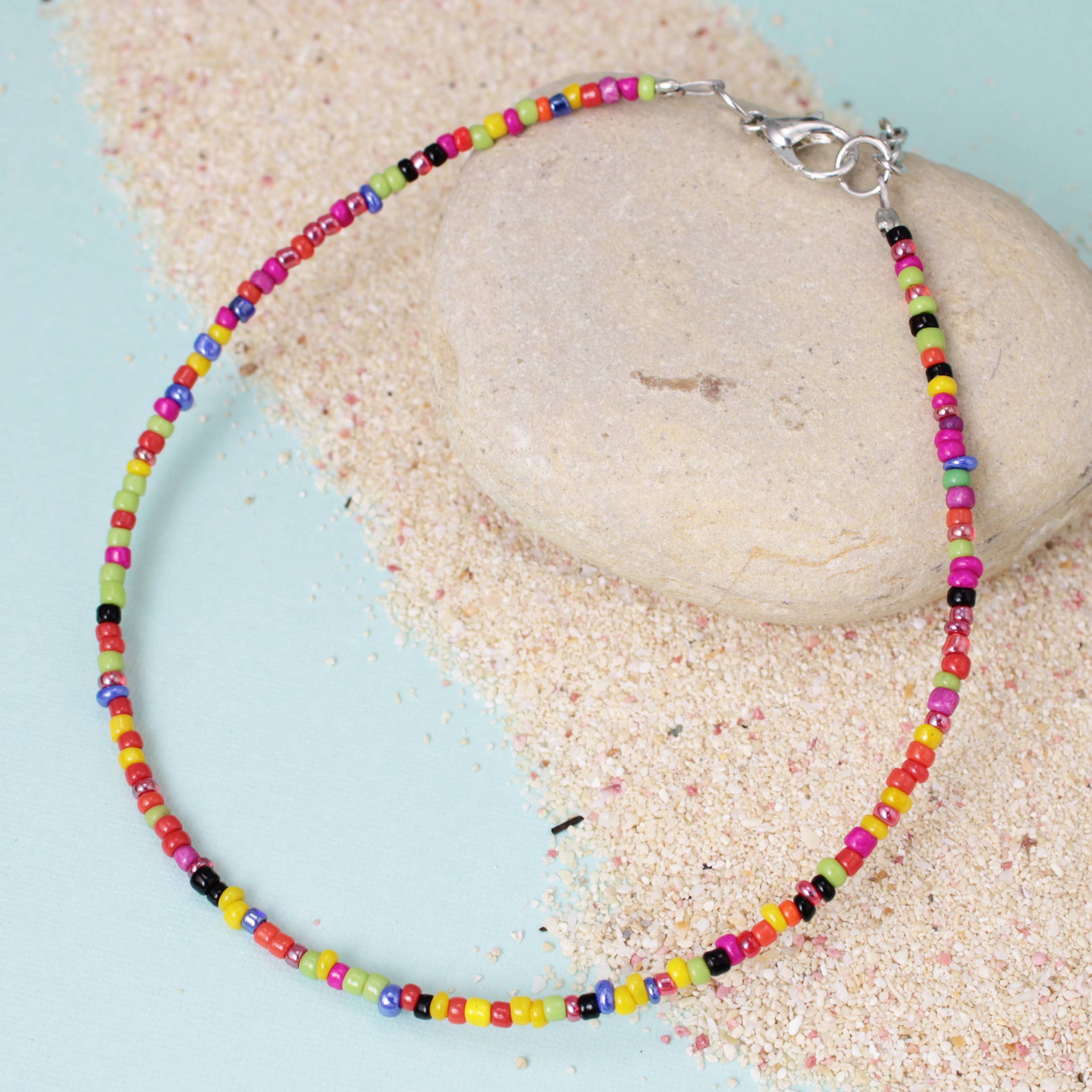 ZAD - Wholesale Anklet - Pastel Rainbow Tiny Bead Anklet0