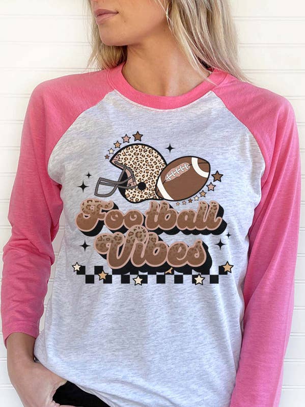 Gameday Football Vibes Checkered Graphic Raglan 334223 for wholesale by Cali Boutique Wholesale