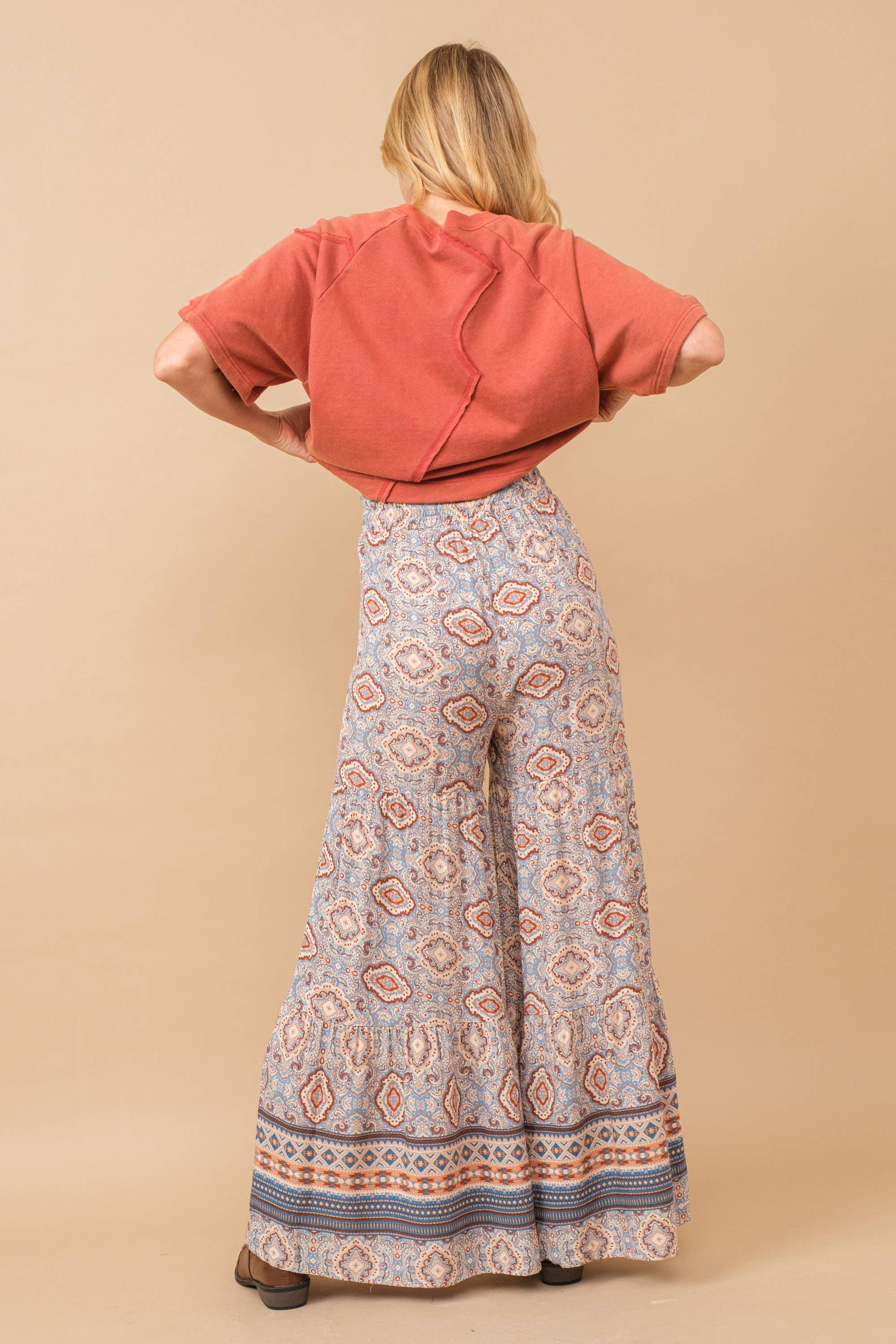 Blue B – Großhandel Hose – Damen – 34420P - Aztekische weite Hose mit gestuftem Geo-Blockmuster6