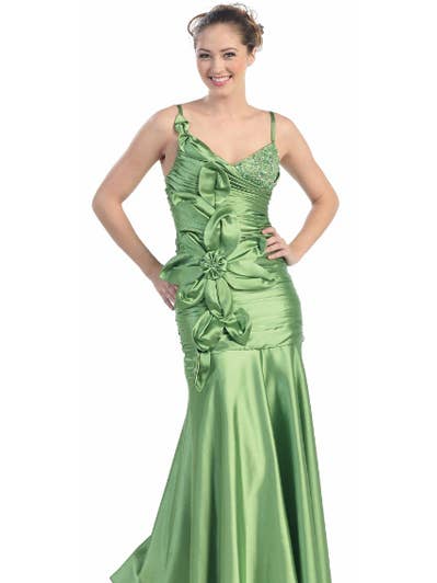 Chicas - Wholesale Dress – Women's - Long satin dress with flowers. C5306
