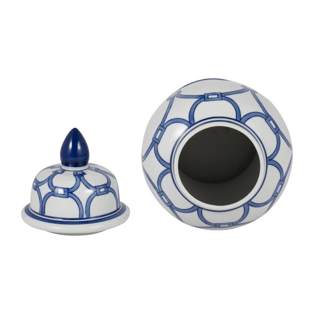 Sagebrook Home - Wholesale Decorative Jar - Ceramic Links Lidded Decorative Temple Jar - Blue, 14 in.9