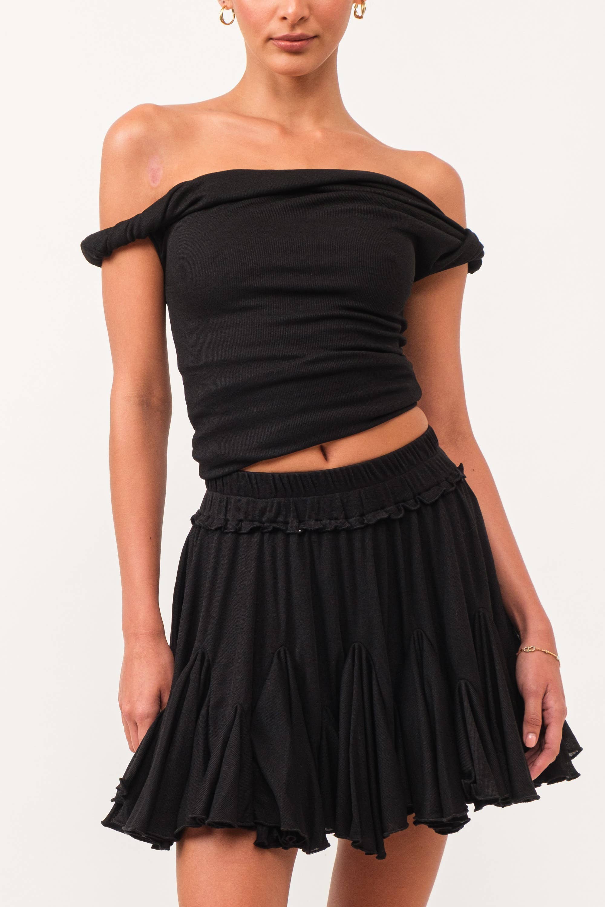 Isla Flared Mini Skirt - BLACK for wholesale on Faire5