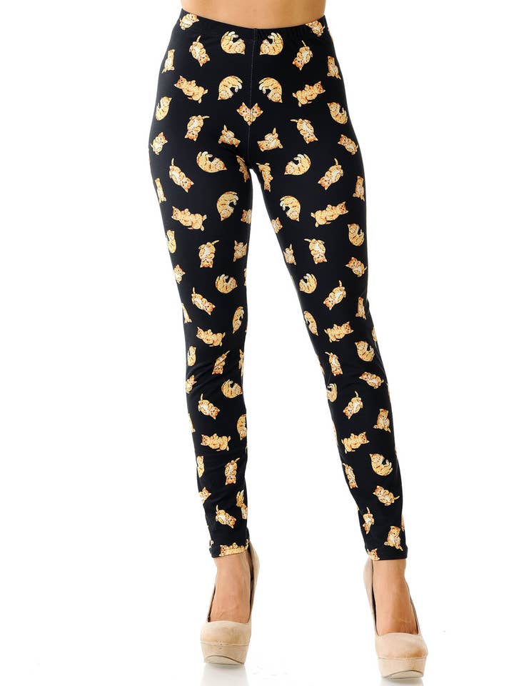 USA Fashion - Vendita all'ingrosso Leggings - Donna - Leggings cremosi e morbidi con gattini giocosi di USA Fashion2