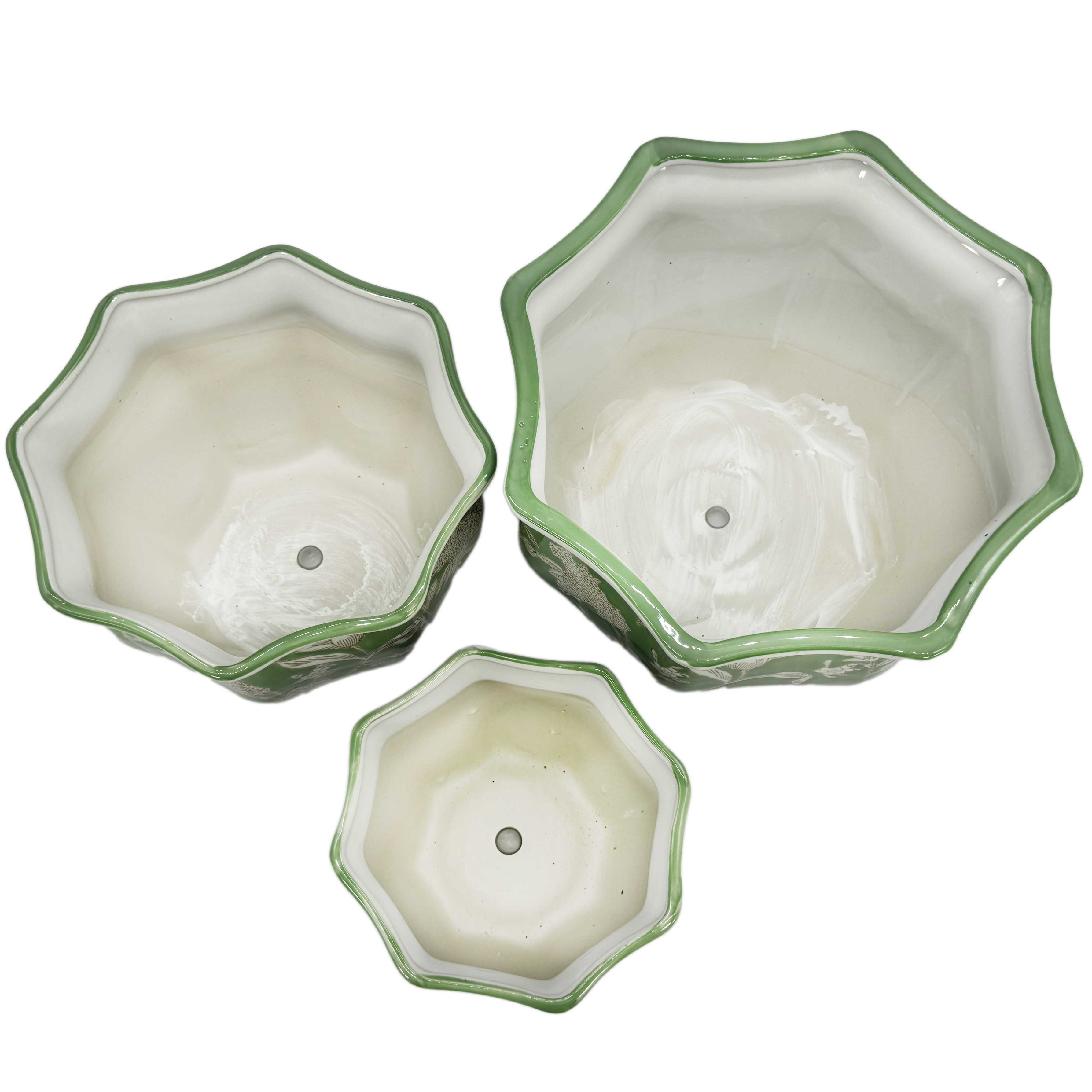 Galt International Company - Vendita all'ingrosso Vasi per piante - Set di 3 vasi per fioriere in ceramica Chinoiserie, 7,5"/10"/13"21