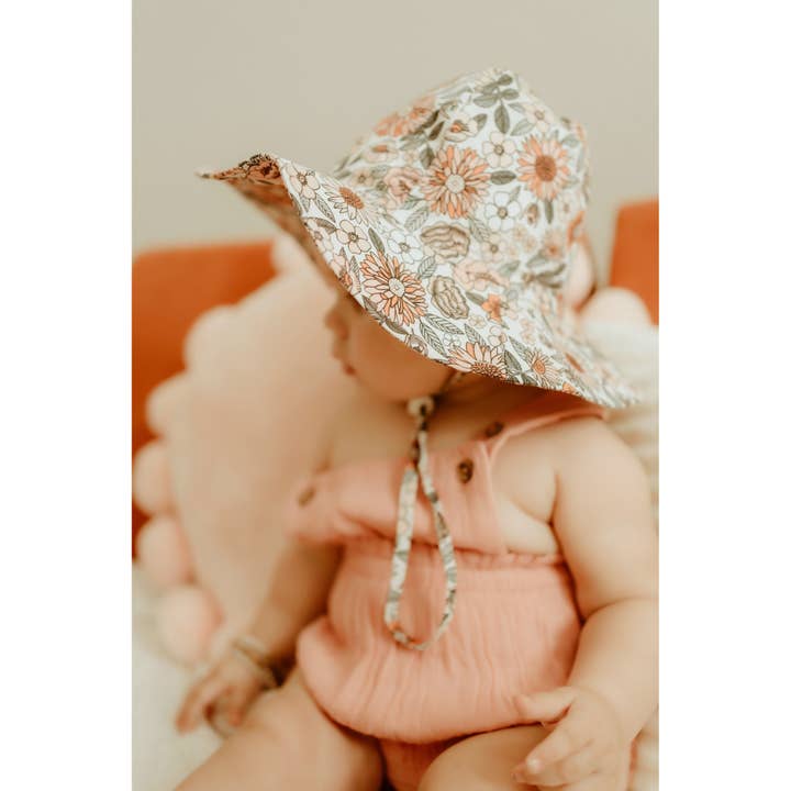 Huggalugs - Wholesale Sun Hat - Kids - Vintage Flora Sunhat UPF 50+ Baby & Toddler