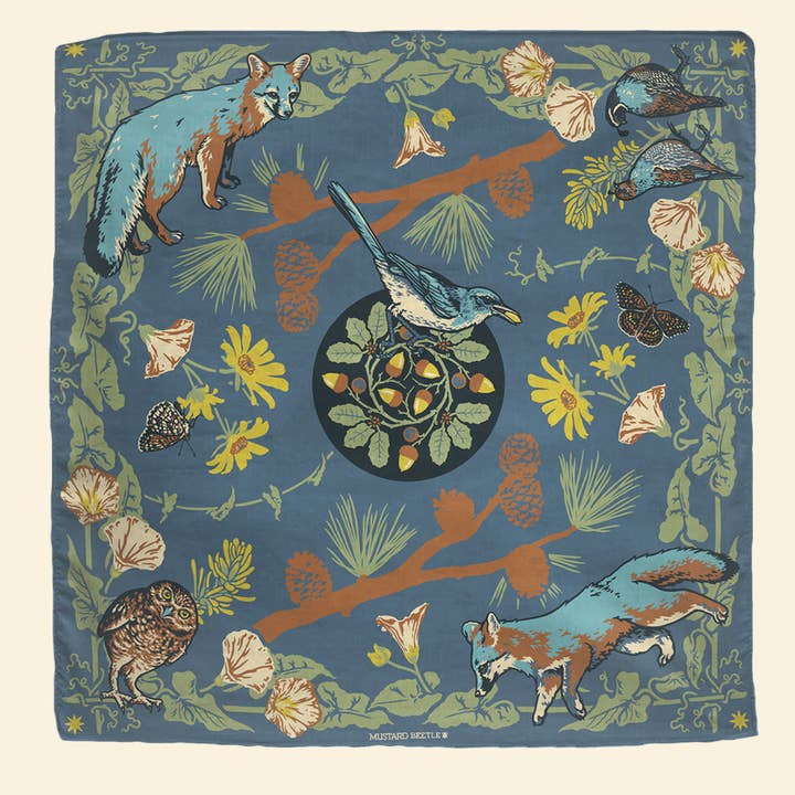 Organic Fair Trade Bandana XL: Channel Islands for wholesale by Mustard Beetle
