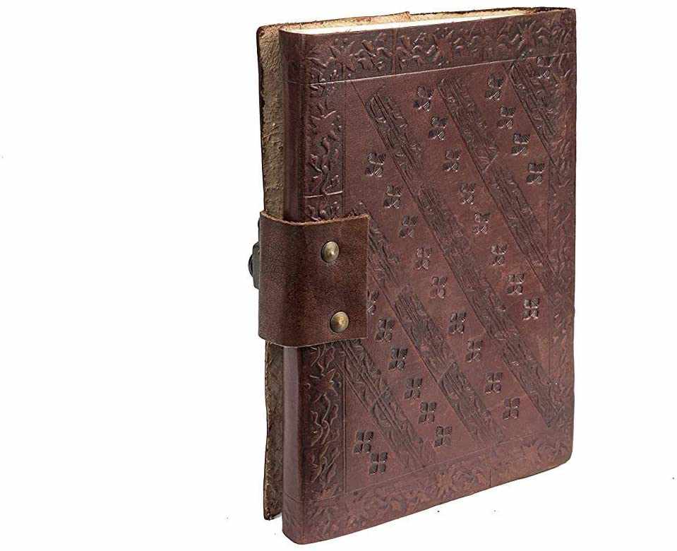 Tuzech Leather - Wholesale Journal/Diary - TUZECH Genuine House Leather Journal Notebook Vintage Style Diary with Engraved Rose Brown (7 Inches)3