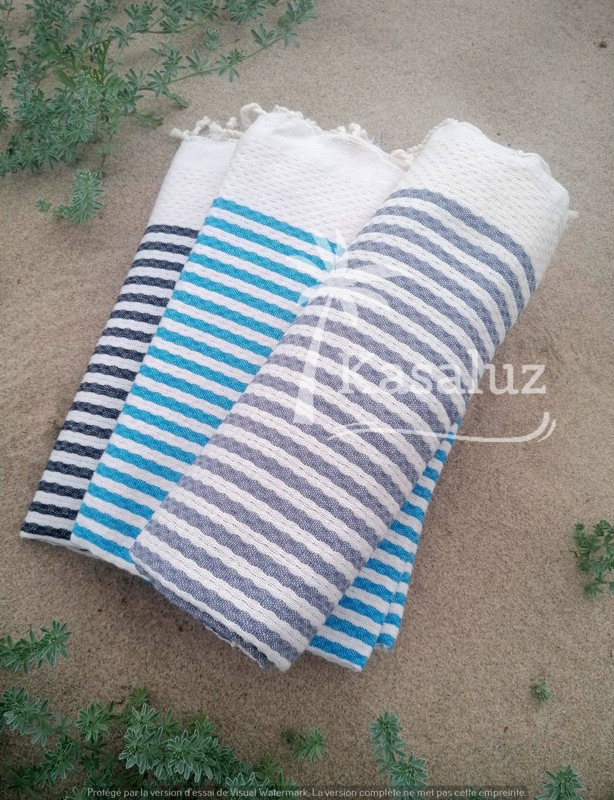 KASALUZ - Vendita all'ingrosso Telo mare - Fouta Atlántico Noir a nido d'ape 100% cotone1