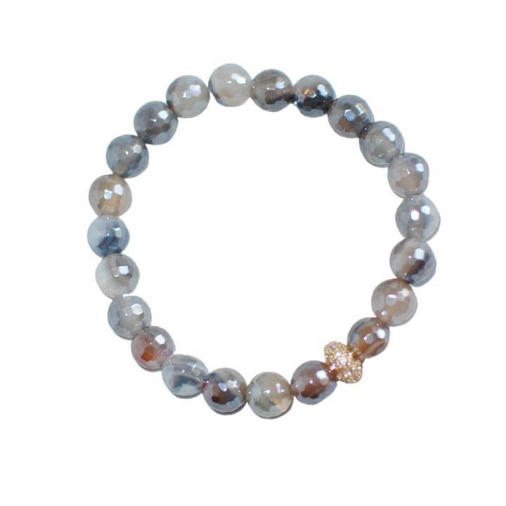 Bracelet élastique en agate Silver Linings pour la vente par Songlines by Jewel