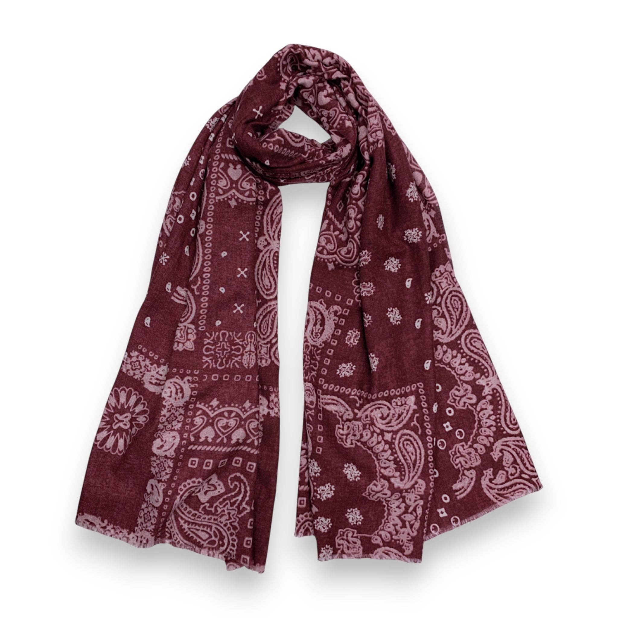 Lili Scarves (US Duty Free) – wholesale Scarf – Women's – Bandana Print Wool Blend Scarf0