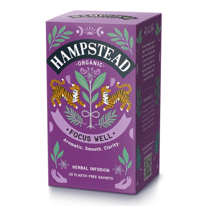 Hampstead Organic Focus Well Tea Bags - (Single - 1x20g) for wholesale by Hampstead Tea