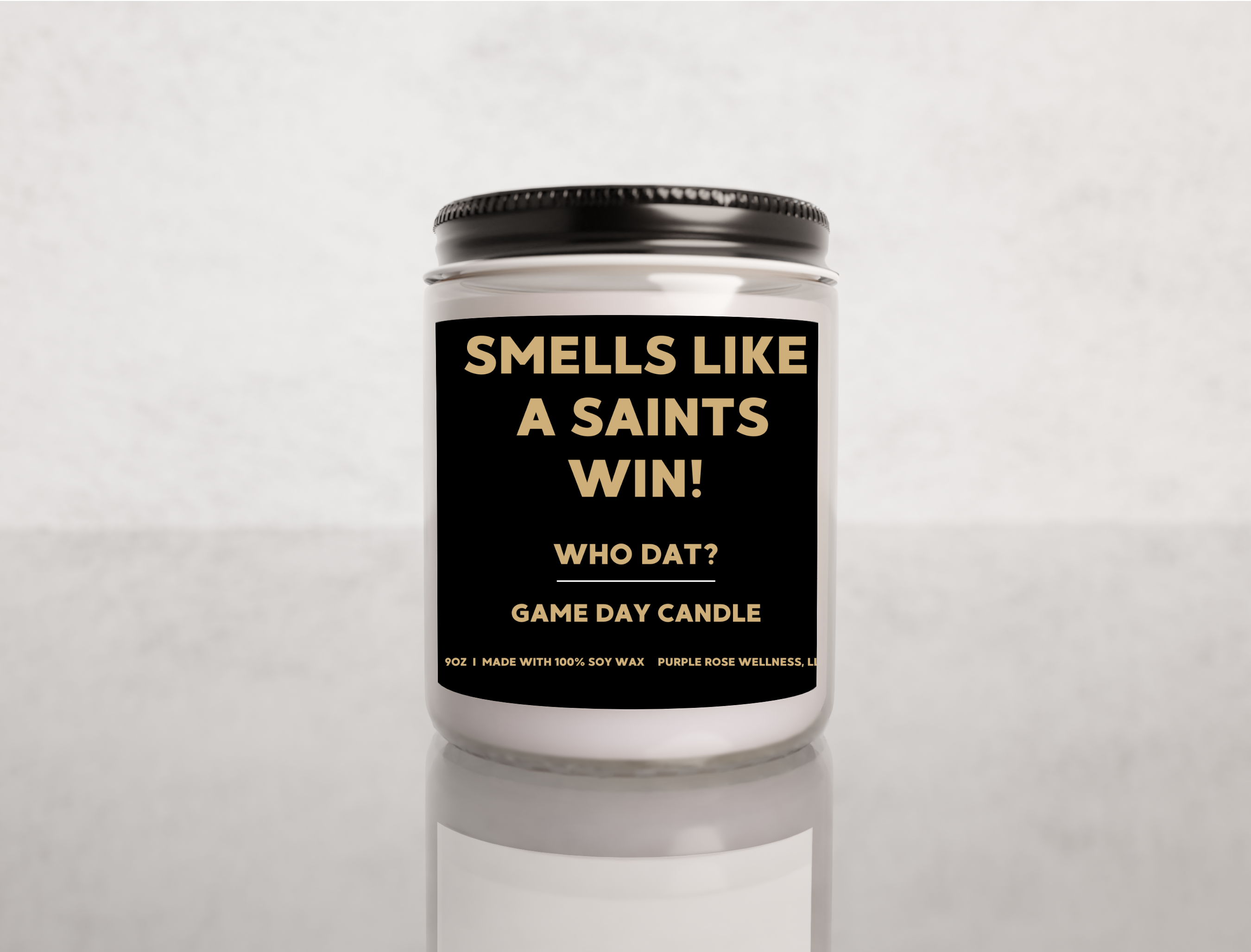 Purple Rose Wellness, LLC - Vente Bougie en bocal - Bougie de football des New Orleans Saints1