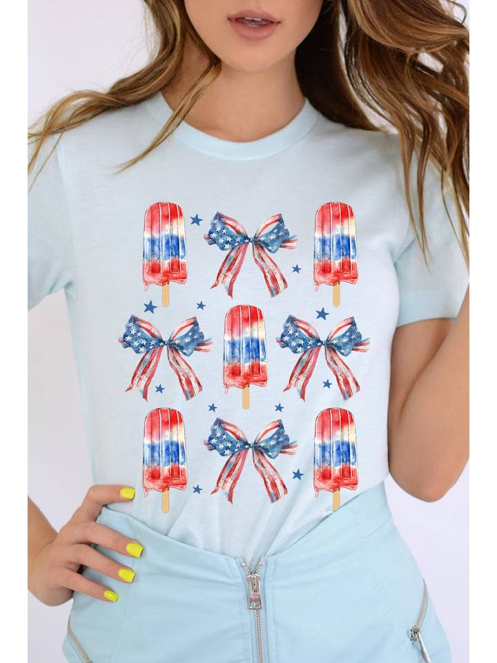 Pink Irene Wholesale - Wholesale T-shirt (graphic) – women's - 4th of July America Popsicle Graphic T Shirts