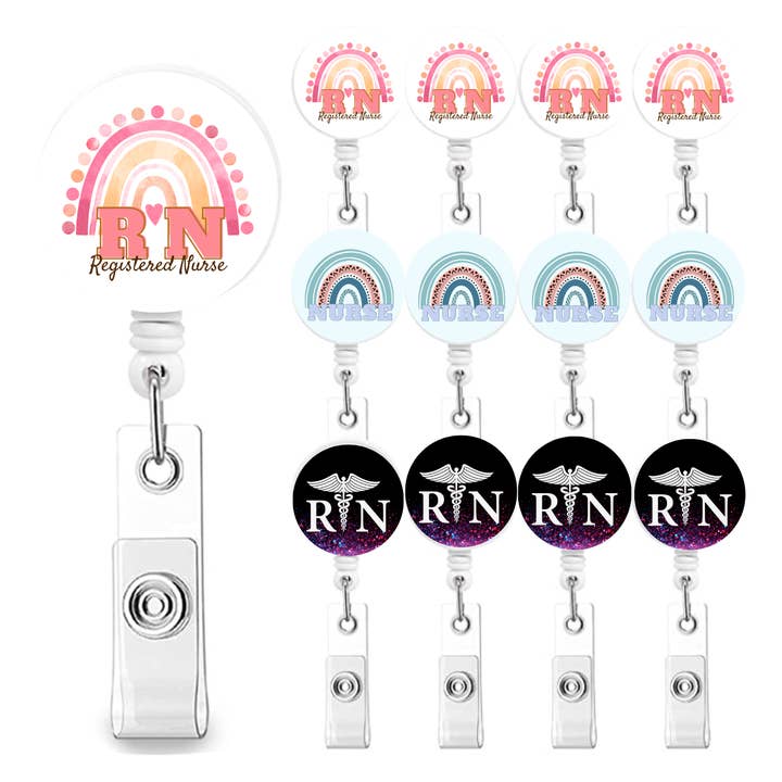12 PCS Registered Nurse Badge Holder Badge Reel / ID Holder for wholesale by Unknown Designs
