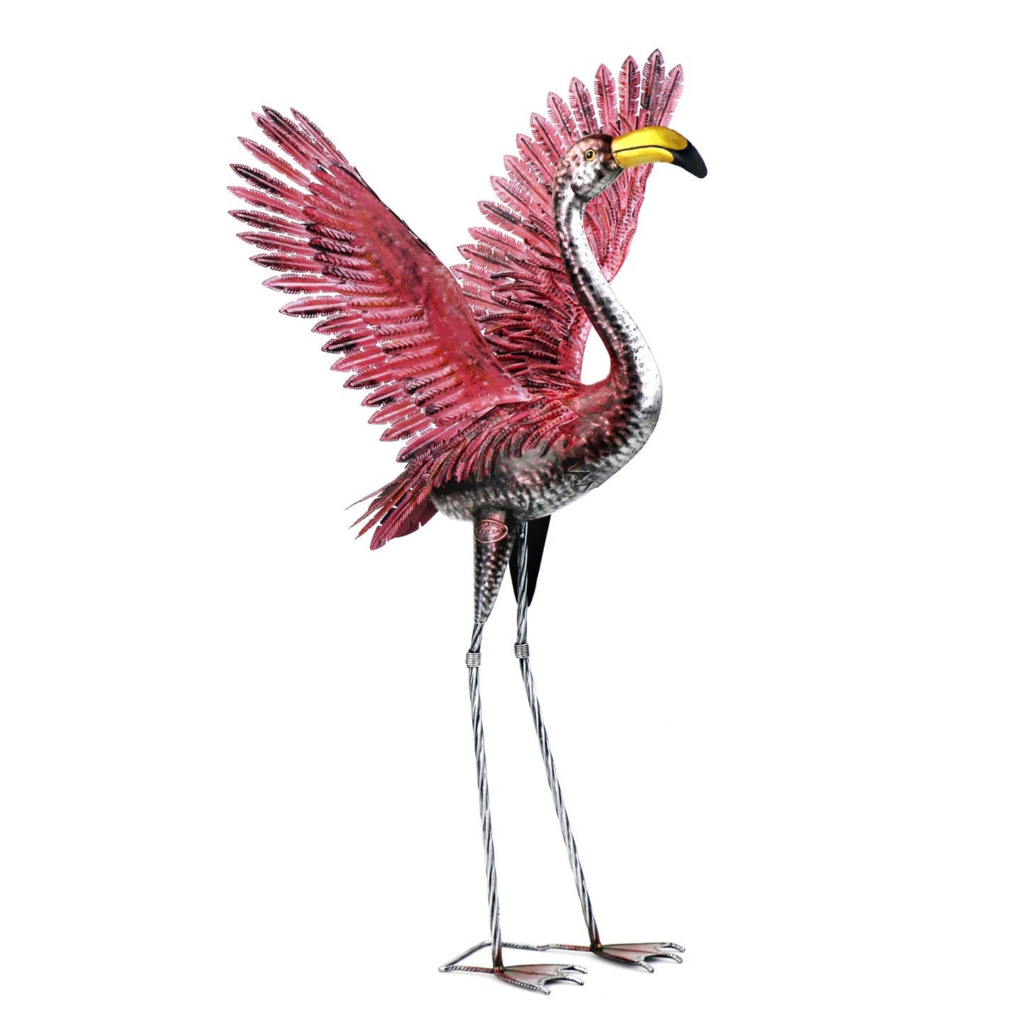 Zaer Ltd. International - Wholesale Garden/Lawn Stake - 41.3" Tall Metallic Pink Flamingo Garden Stakes- 4PC/Set11