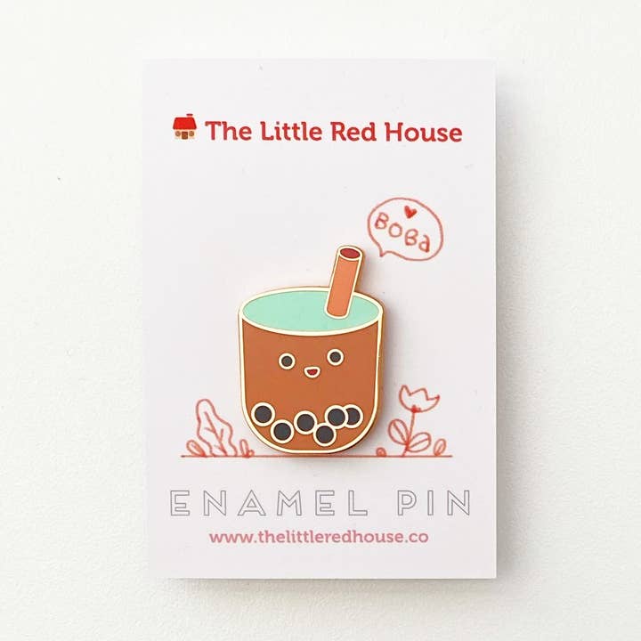 Boba Rose Gold Plating Enamel Pin for wholesale by The Little Red House