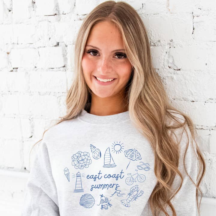 East Coast Summers Icons Crewneck Sweatshirt for wholesale by Arden & Gold