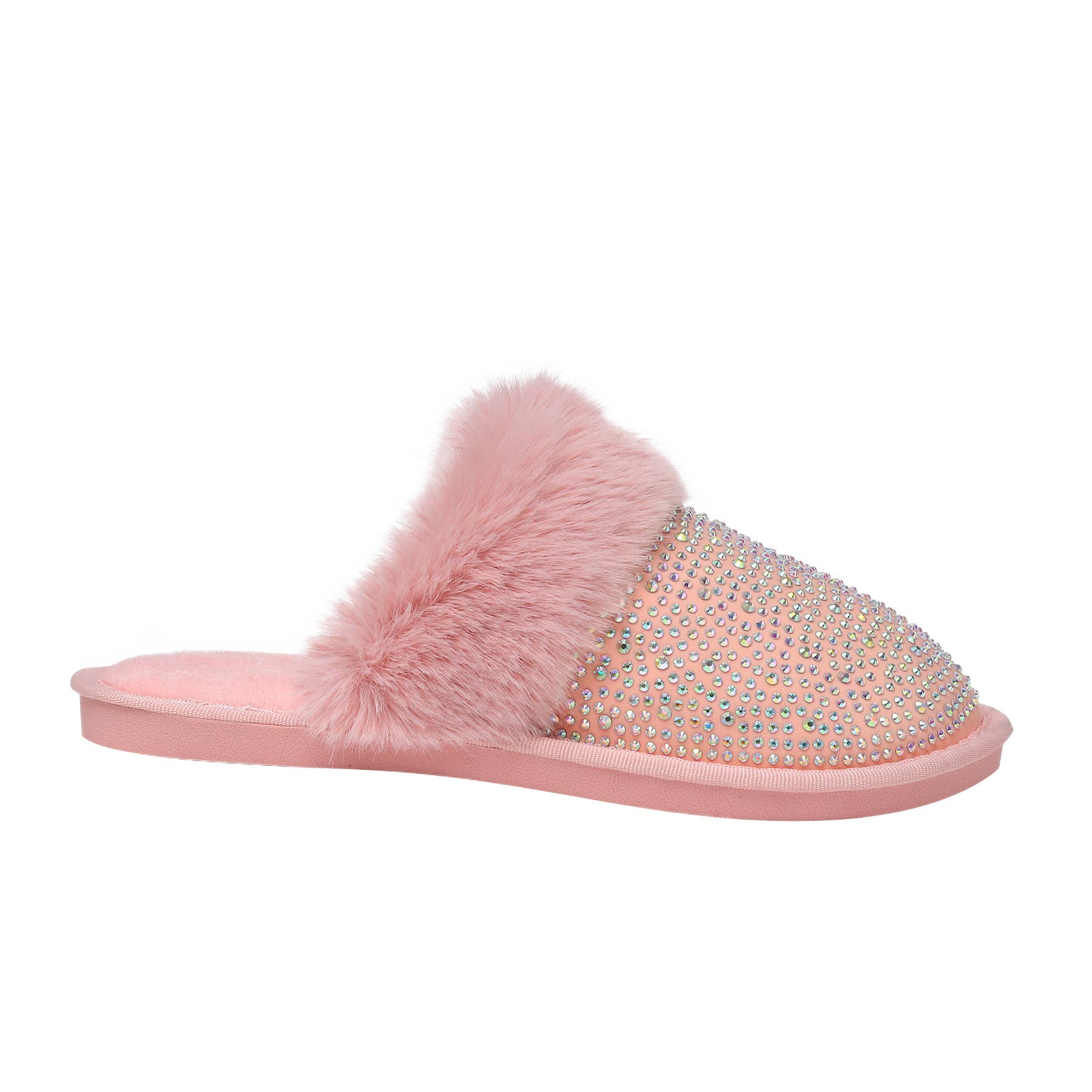 Natalie Mills - Wholesale Slippers - Women's - Lora Closed Toe Rhinestone Faux Fur Slippers9