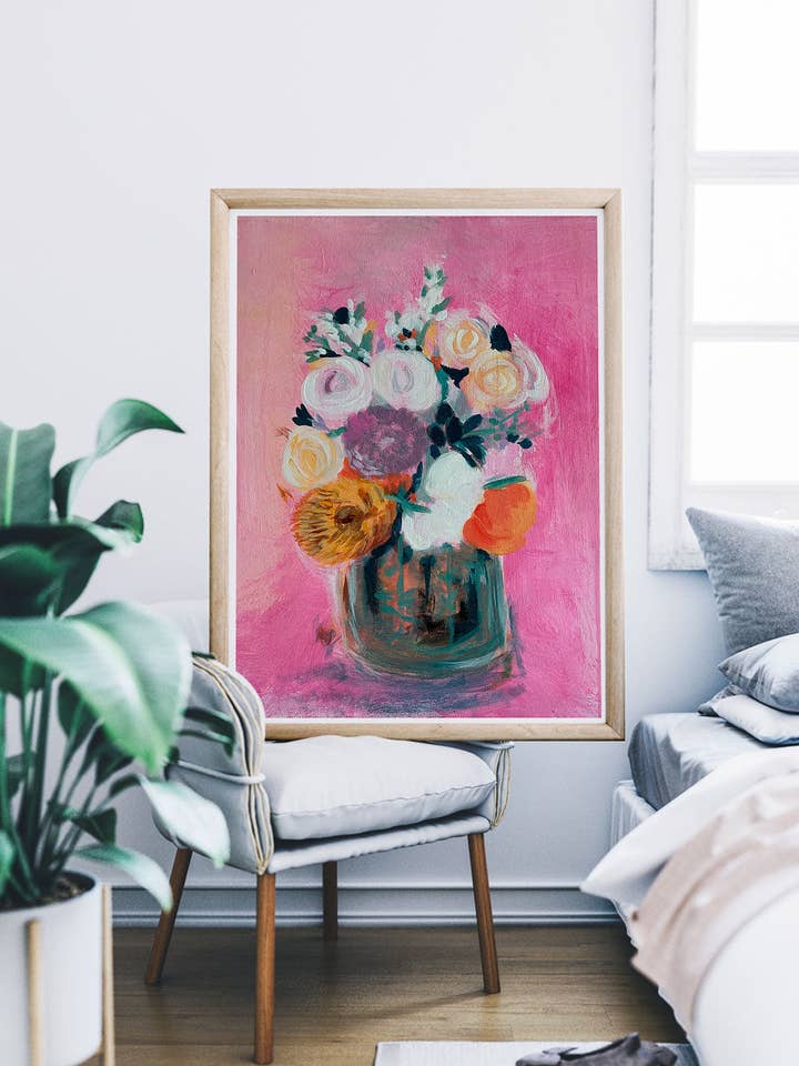 Pink Floral Bouquet Print for wholesale by The Underdog Print Shop