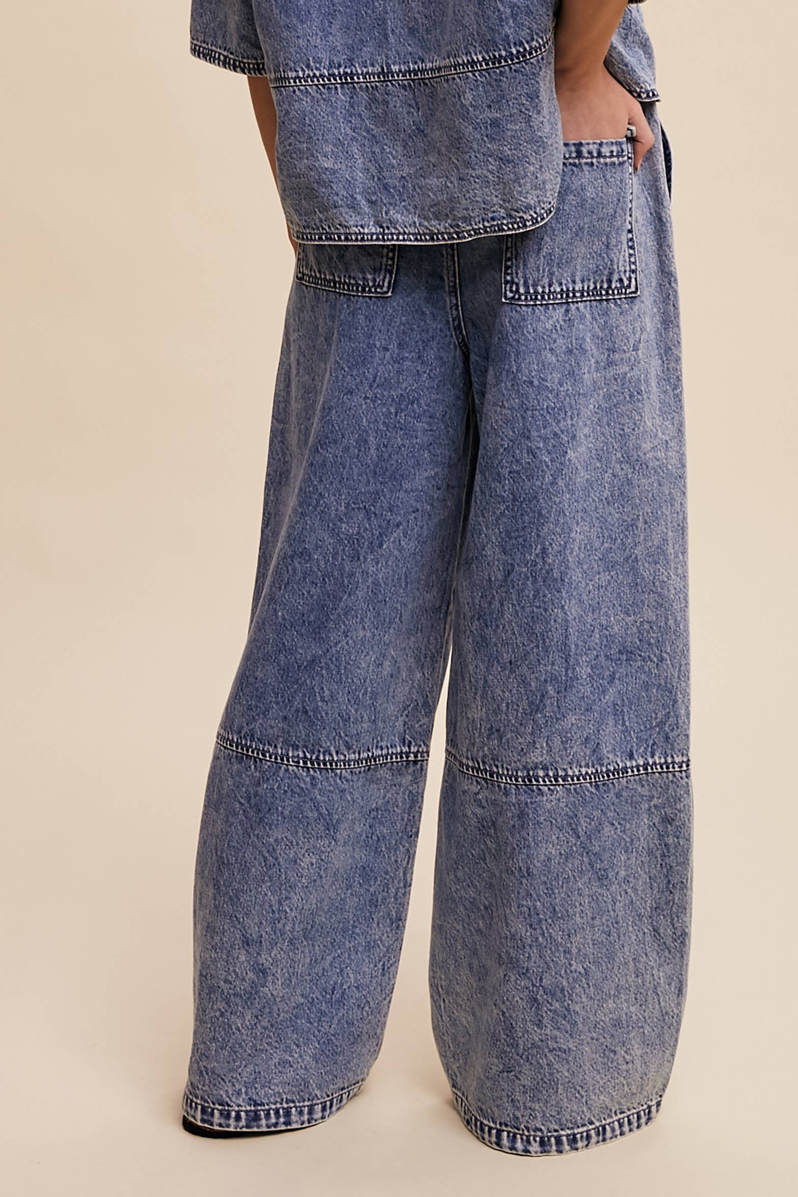 Listicle - Wholesale Jeans - Dames - Denim Broek met Wijde Pijpen en Trekkoord LP02566