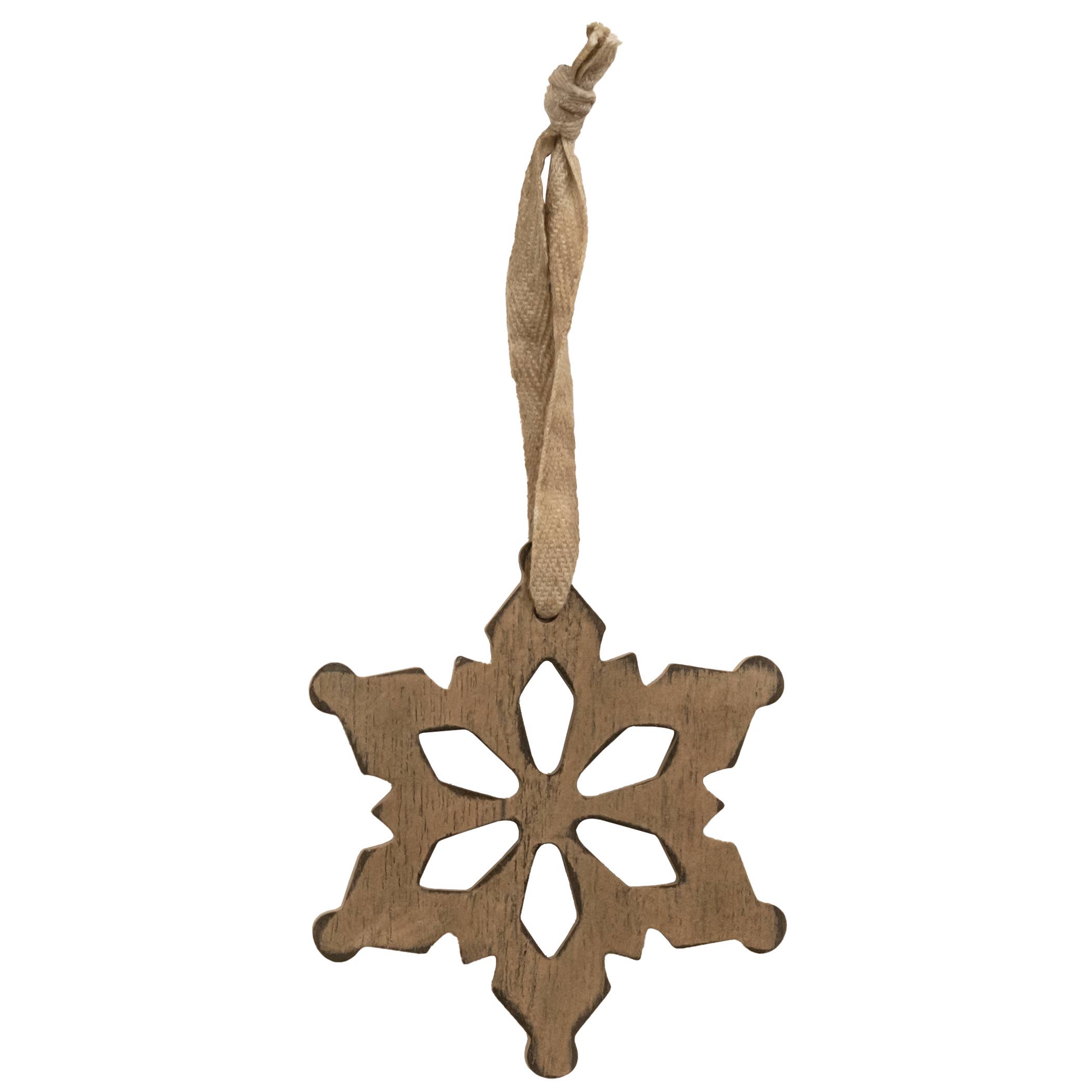 The Hearthside Collection - Wholesale Ornament Set - Antiqued Wooden Snowflake Christmas Ornament, 2 Assorted2