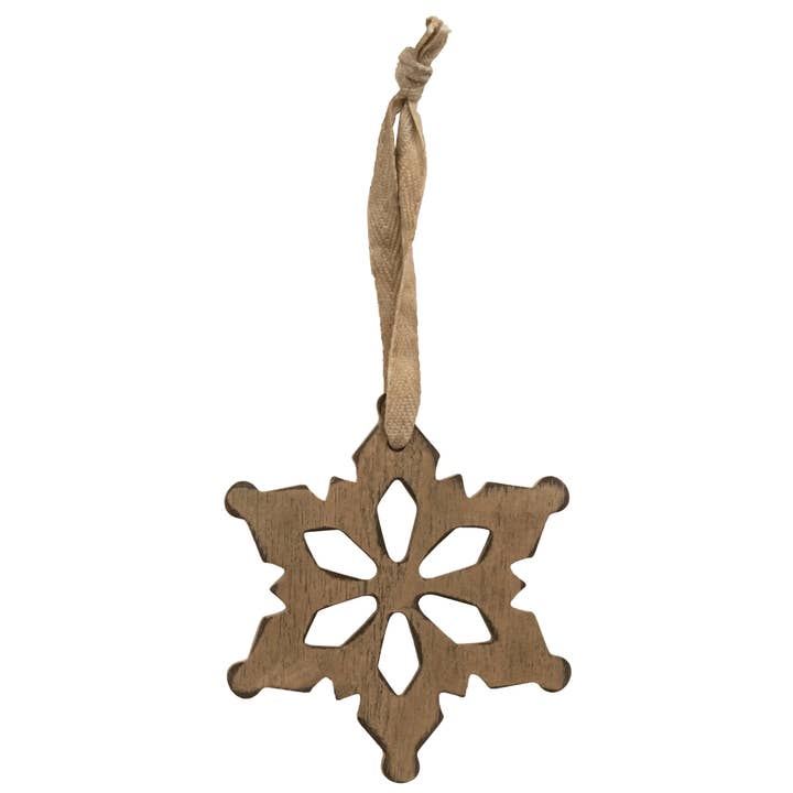 The Hearthside Collection - Wholesale Ornament set - Antiqued Wooden Snowflake Christmas Ornament, 2 Assorted2