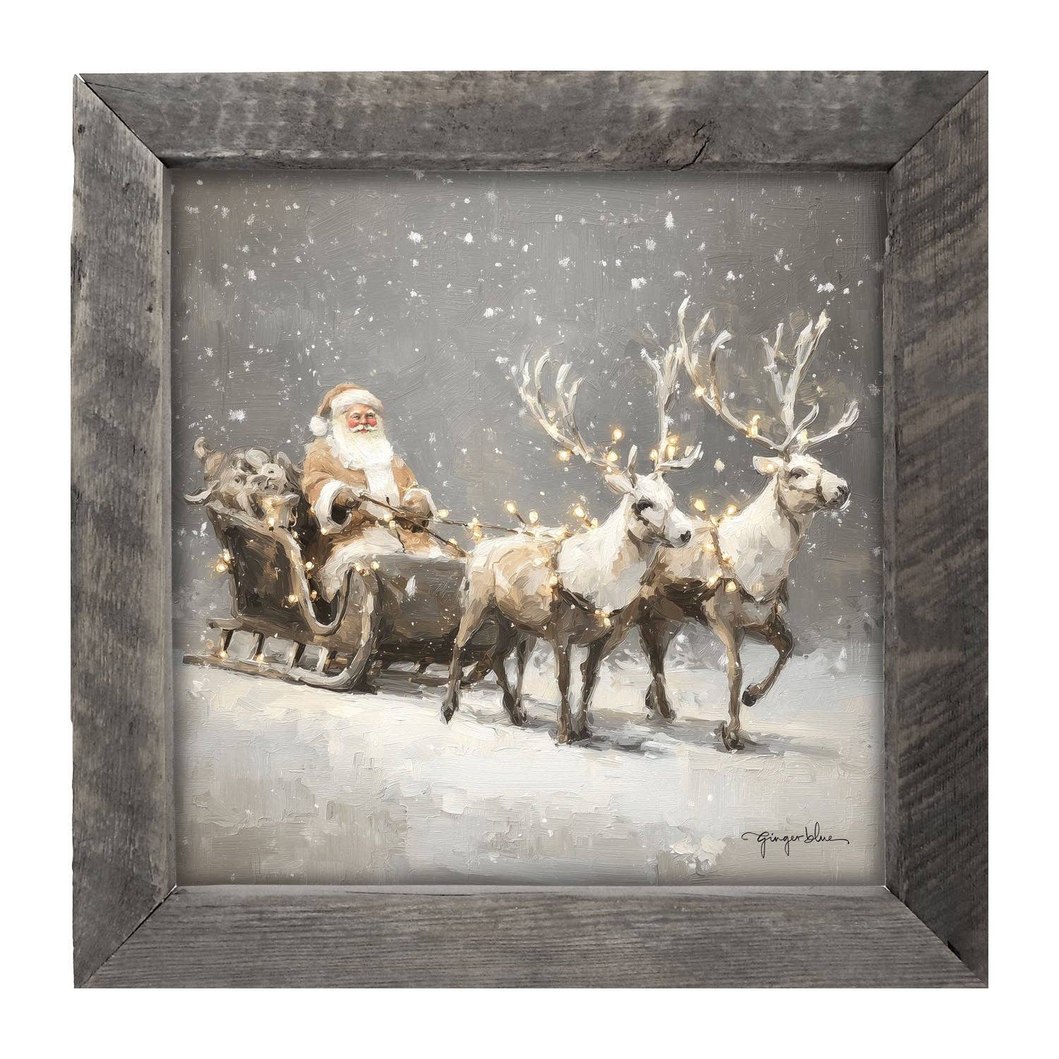 ginger blue - Wholesale Christmas Wall Art - Christmas Lights on Sleigh1