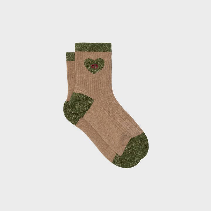 Kæmmet Bomuldsstrømper Hjerte - Beige for engroshandel hos BILLYBELT