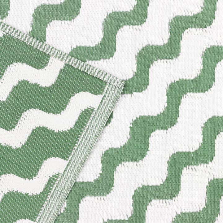 Wave Indoor/Outdoor 100% Recycled Rug Green for wholesale on Faire