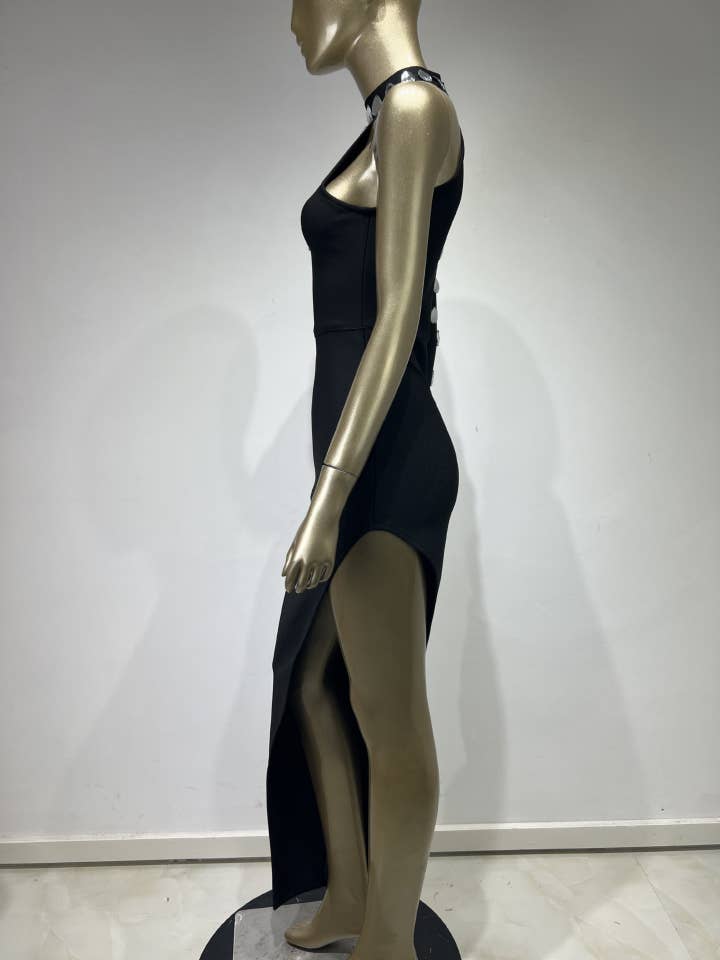 Black DR072 Glam One-Shoulder Rhinestone Bandage Dress for wholesale on Faire5