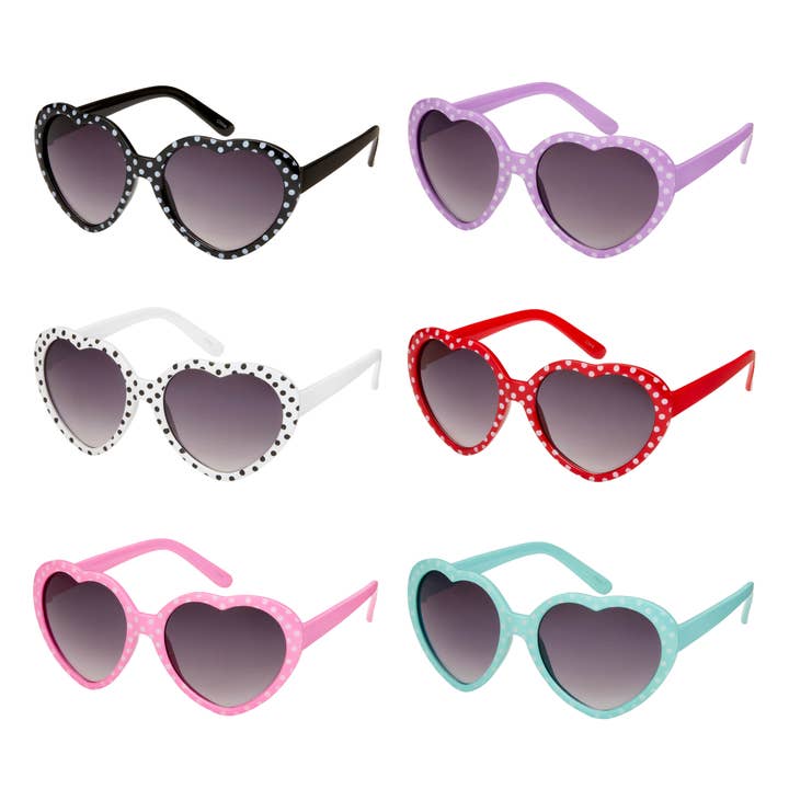 K6902 Kinderen - Zonnebril voor Kinderen met Polka Dot Kleur Harten voor wholesale door Blue Gem Sunglasses Inc