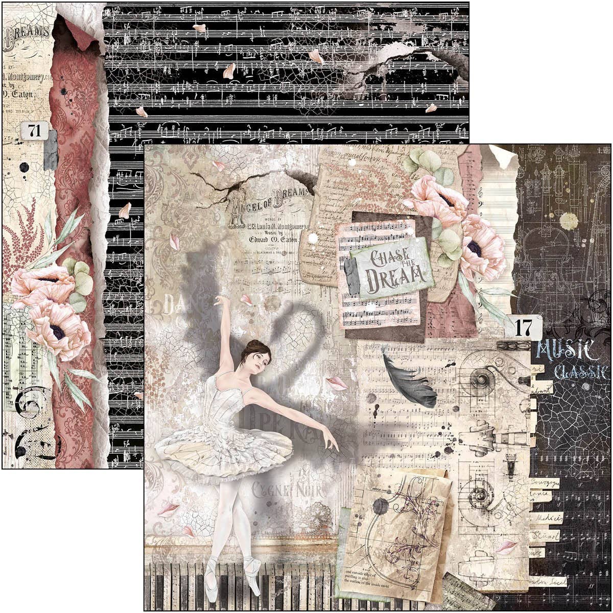 Ecstasy Crafts Distributing - Wholesale Scrapbook - Ciao Bella Cygne Noir Paper Pad 12x12 12/Pkg30