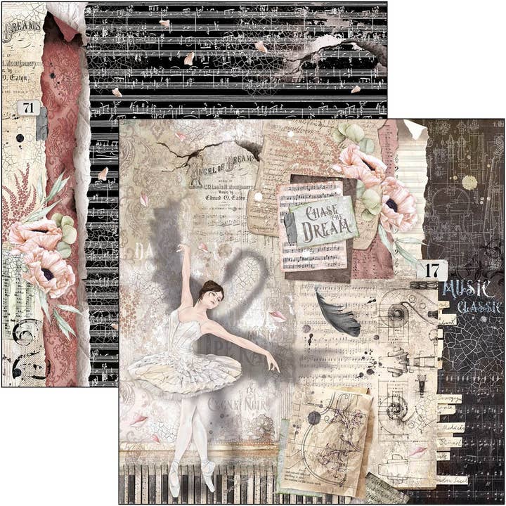 Ecstasy Crafts Distributing - Wholesale Scrapbook - Ciao Bella Cygne Noir Paper Pad 12x12 12/Pkg30