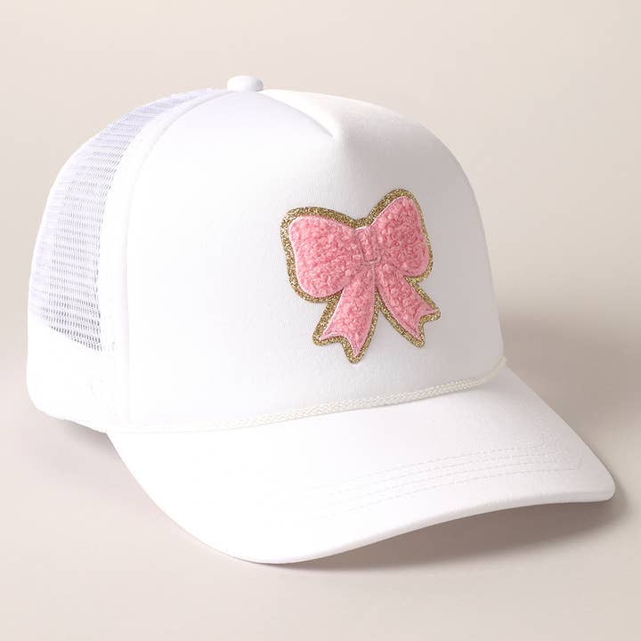 Fashion City - Wholesale Trucker Hat - Women's - Pink Bow Patch Foam Mesh Back Trucker Hat9