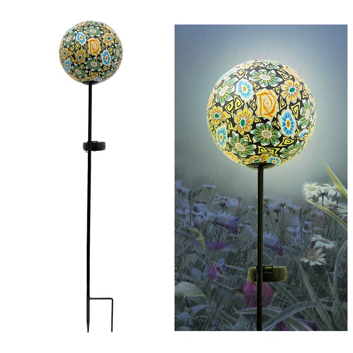 Paper Mache Ball Solar Stake for wholesale by Forever Gifts Inc.