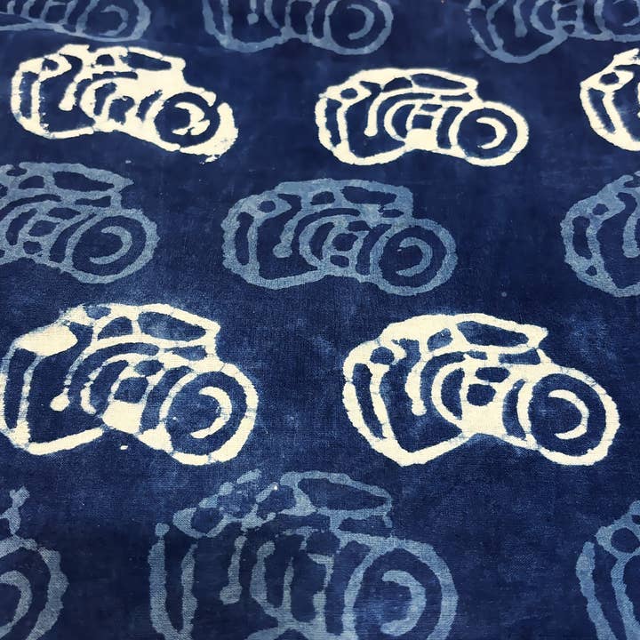 Dabu Indigo Handblock Cotton Print - Camera Pattern Print for wholesale by Fabriculture INC