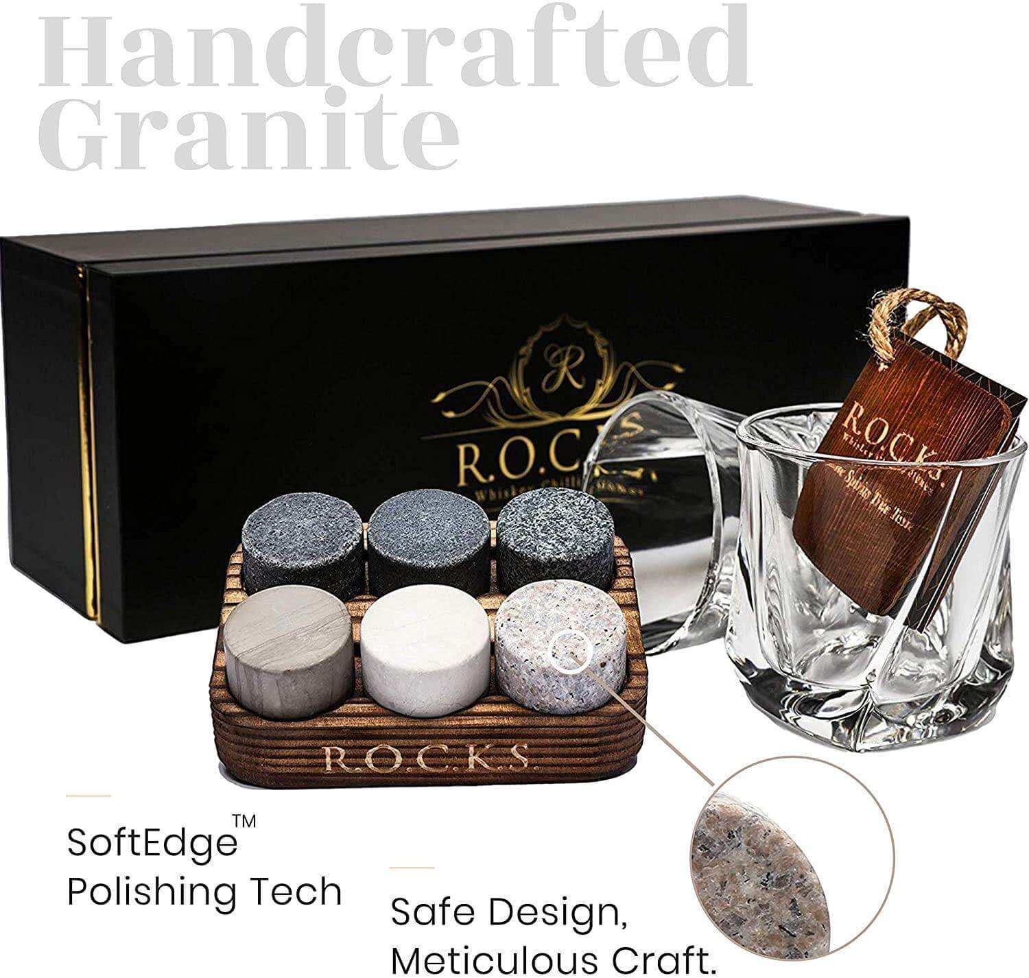 ROCKS Whiskey Chilling Stones EU - Wholesale Cocktail/Liquor Glass - The Connoisseur's Set - Twist Whiskey Glass Edition1