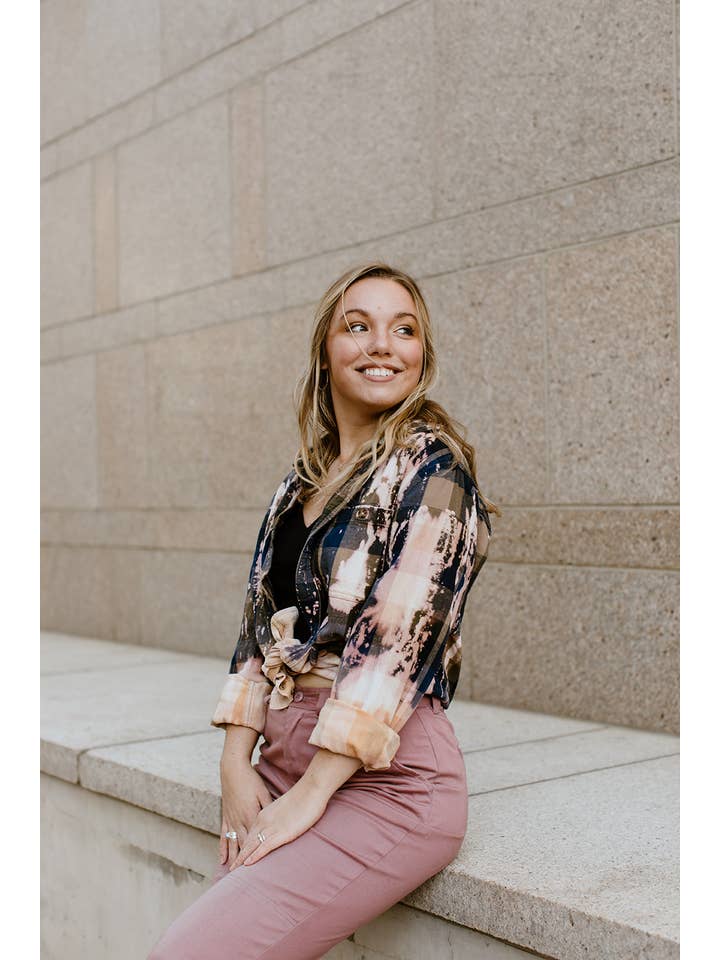 Create Good Company - Wholesale Button Down Shirt - Women's - Trashed Shirts * Bleached Flannels/Shirts Refill Pack1