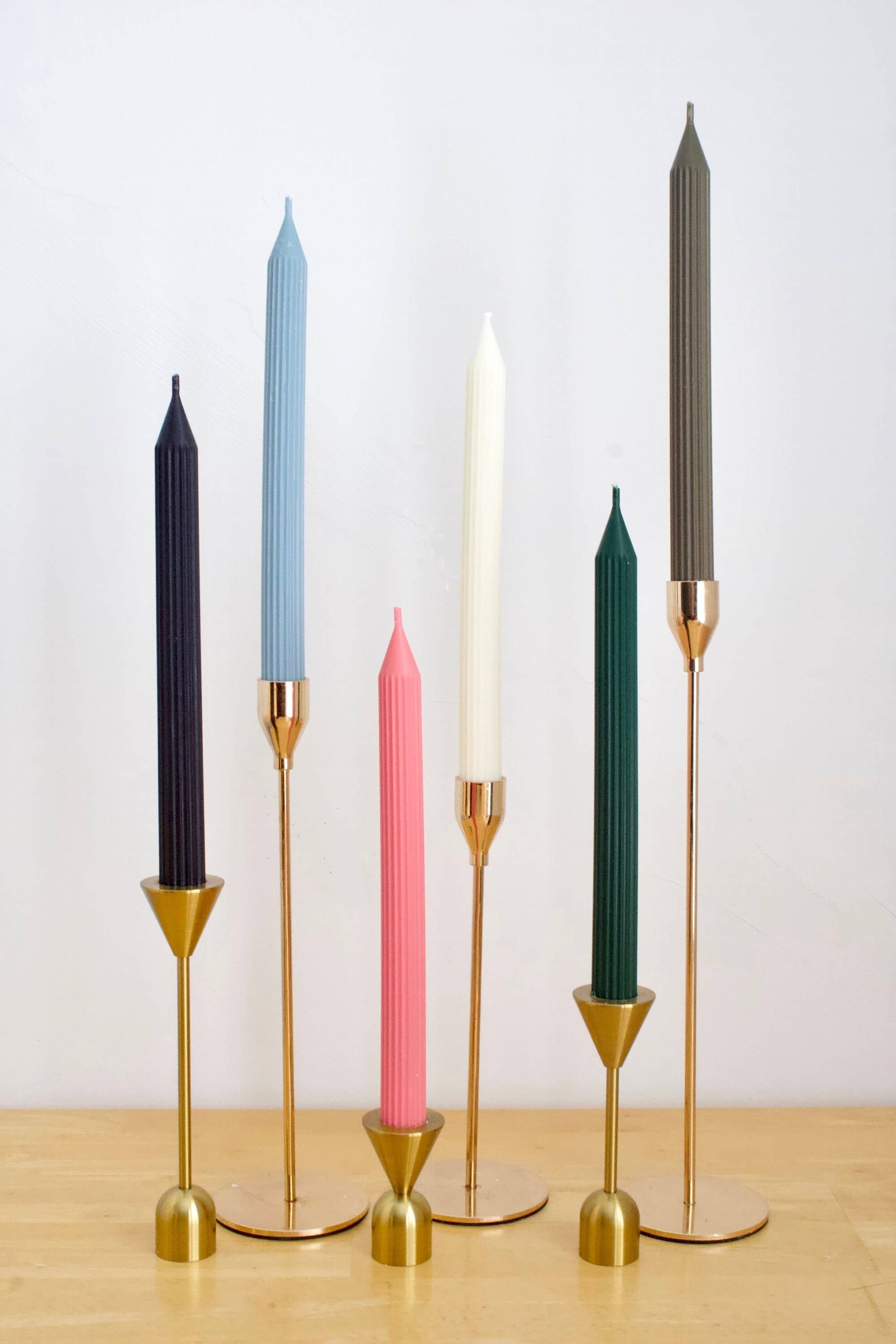 MarneyAsh - Venta al por mayor Velas cónicas/candeleros - Juego de 2 Velas Cónicas de Lápiz, Vela Acanalada, Juego de Velas Rayadas0