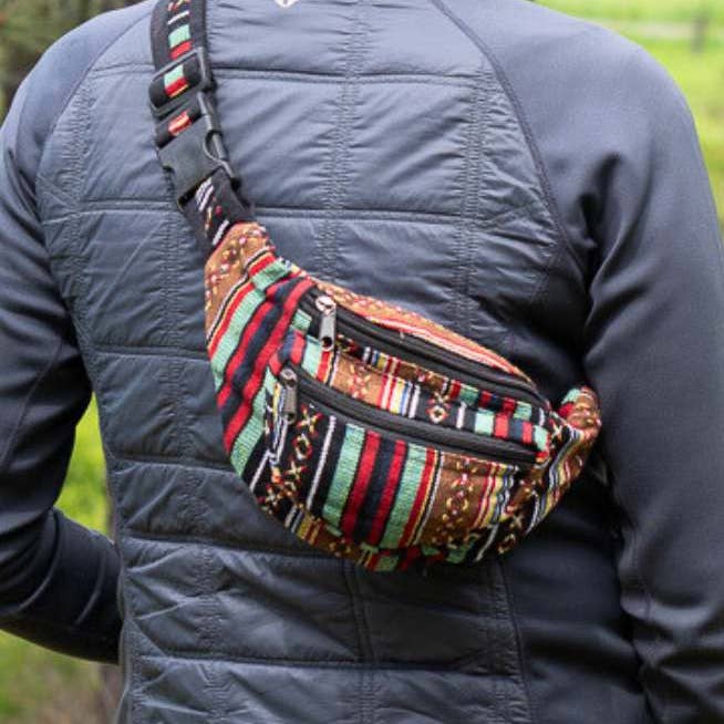 Ganesh Himal Trading - Wholesale Belt Bag - Unisex - Gyari Stripe Sling Bag Large2