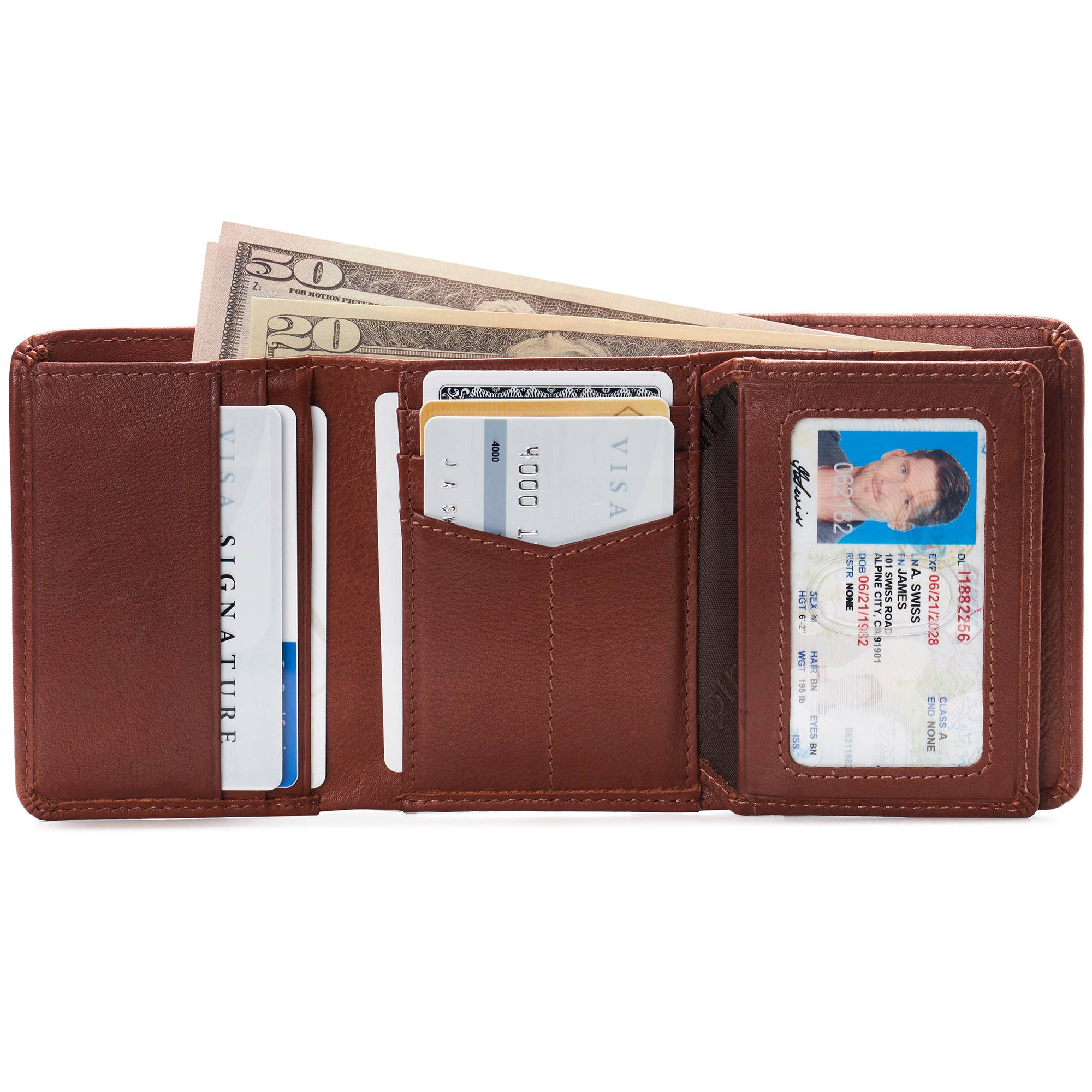 Alpine Swiss - Wholesale Wallet - Men's - Alpine Swiss RFID Mens Wallet Deluxe Capacity Trifold With Divided Bill Section - 978-PARENT20