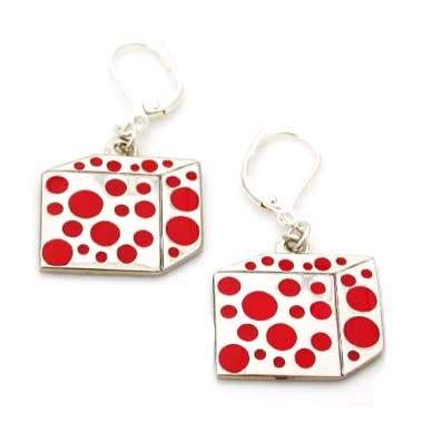 Polka Dot Front Cube Earrings for wholesale by Kinzoku