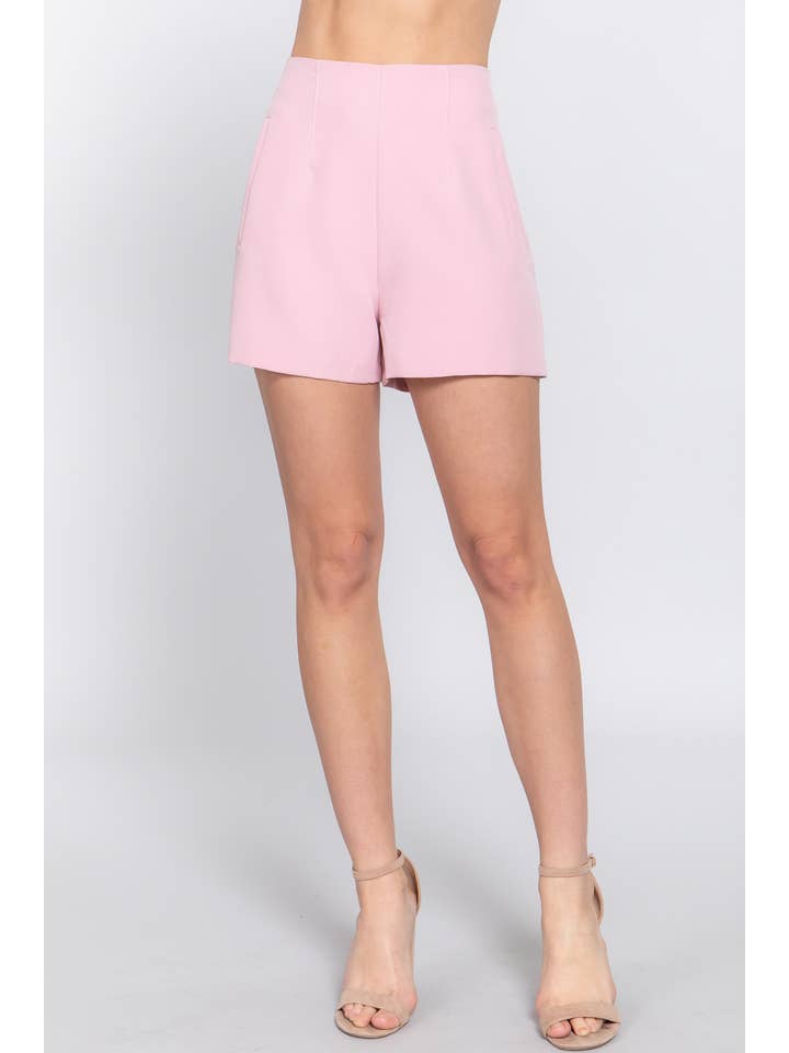 Active Basic | Active USA - Wholesale Shorts - Women's - Highwaist Pinktuck Detail Shorts10