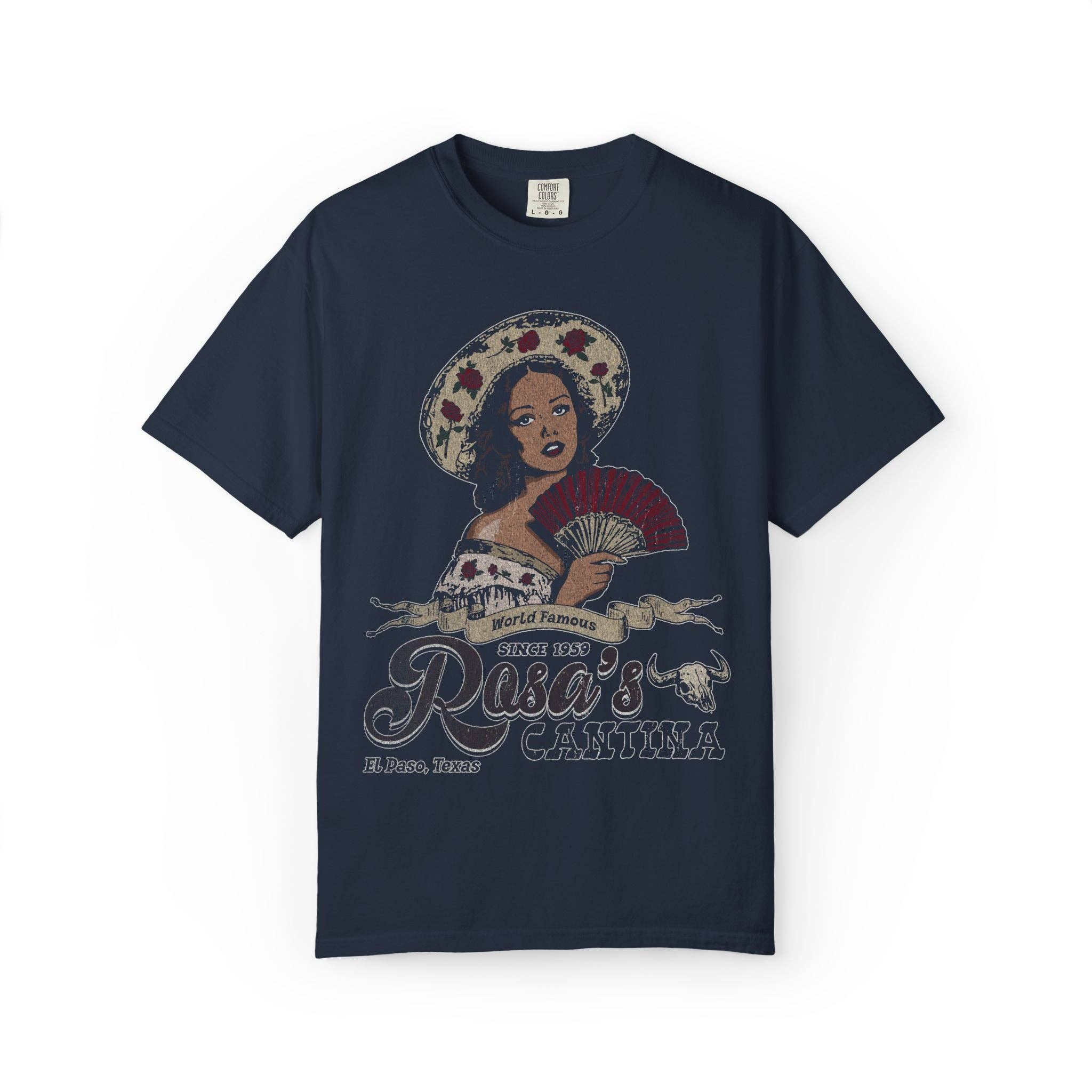 KILLER RETRO - Wholesale Screen Printed T-Shirt - Unisex - Rosas Cantina Vintage Western  Graphic Tee1
