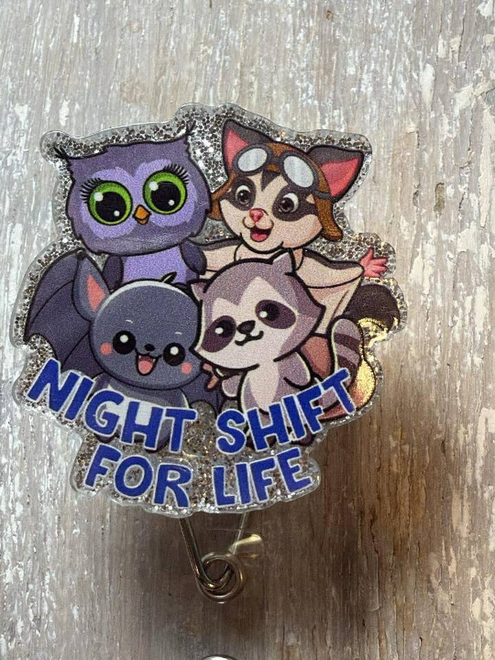 Badge ReeL Night Shift For Life for wholesale by The Wild Poppy