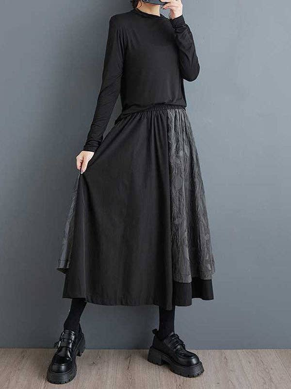 BLACK High Waisted Loose Elasticity Jacquard Pleated Pockets Culotte for wholesale on Faire4