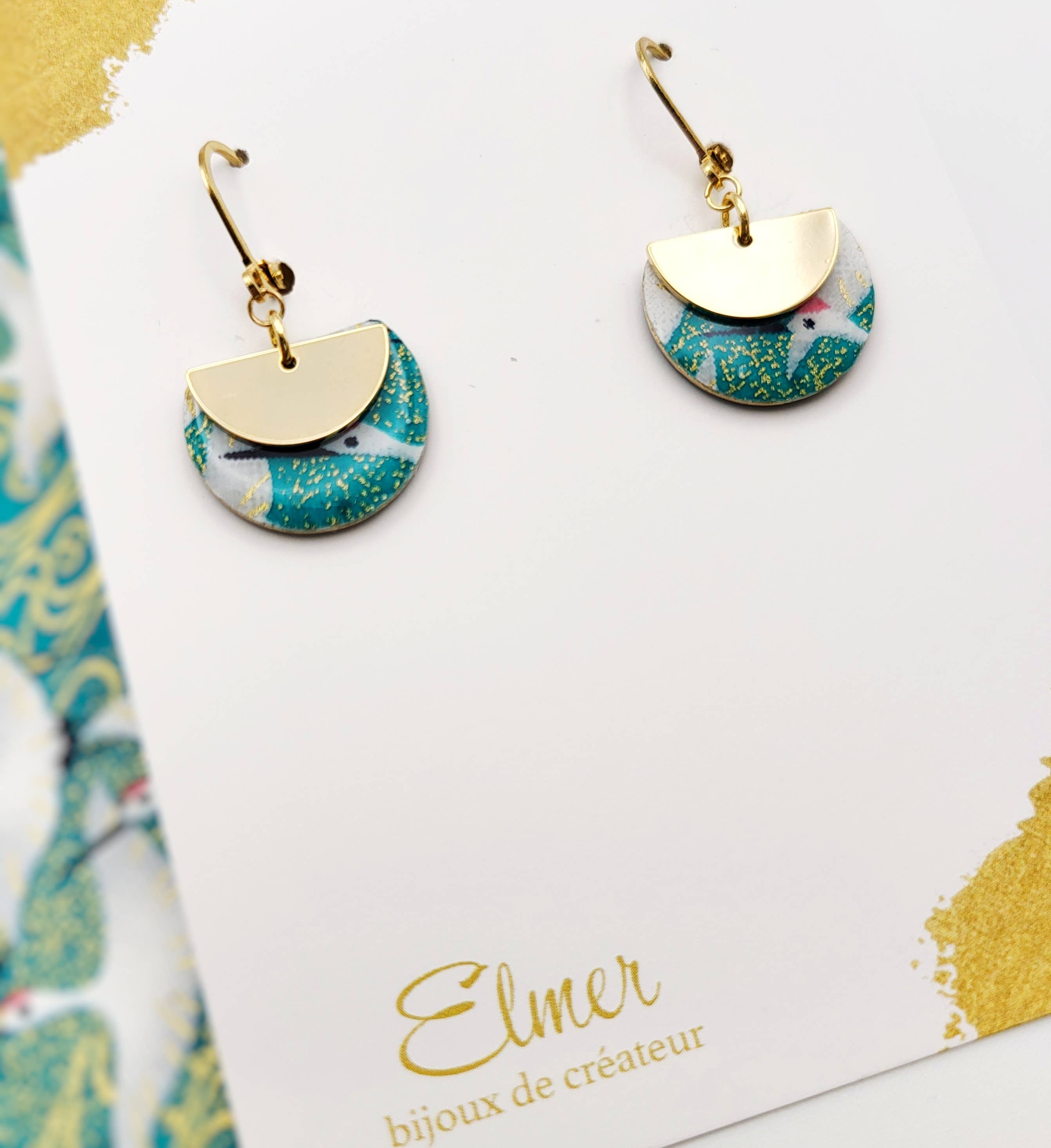 Elmer - Vente Boucles d'oreilles pendantes - Boucles d'oreilles petites BOTO / 2 couleurs0